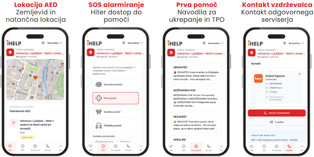 Prikaz vsebine skeniranega iHELP SOS Tag - AED