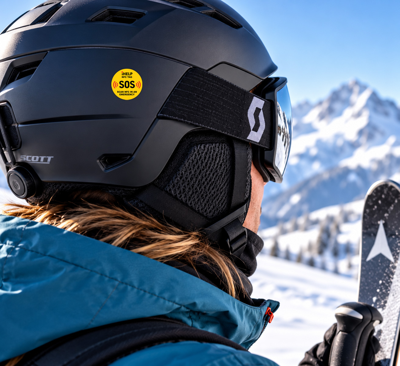 Use of iHELP SOS Stickers: Ski Helmeta